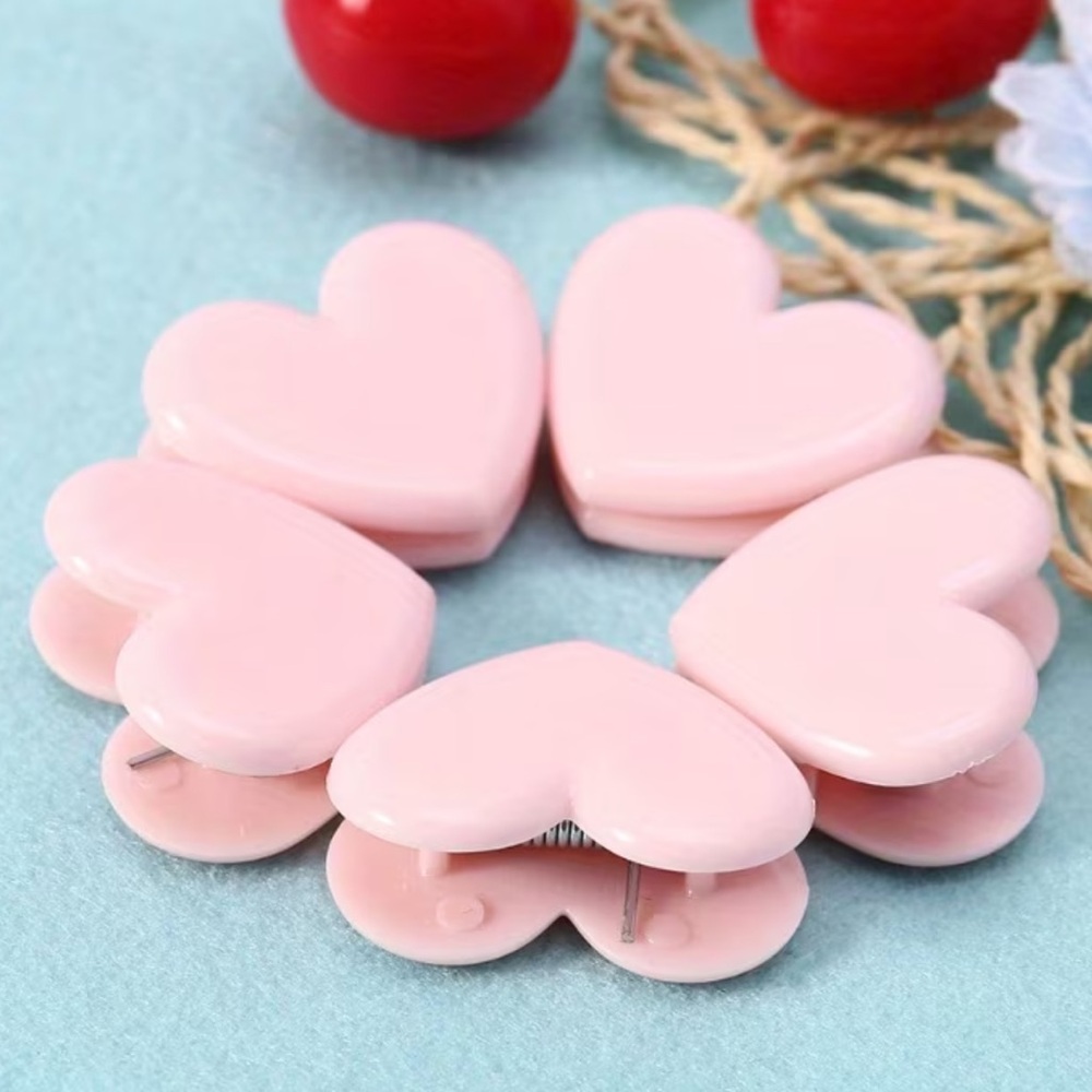 🦋 Pink Heart Bag Clips - Set of 5
